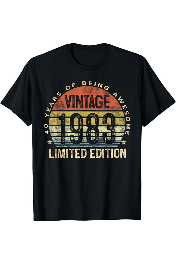 Vintage 1983 Limited Edition 40 Year Old Gifts 40th Birthday T-Shirt Black Medium