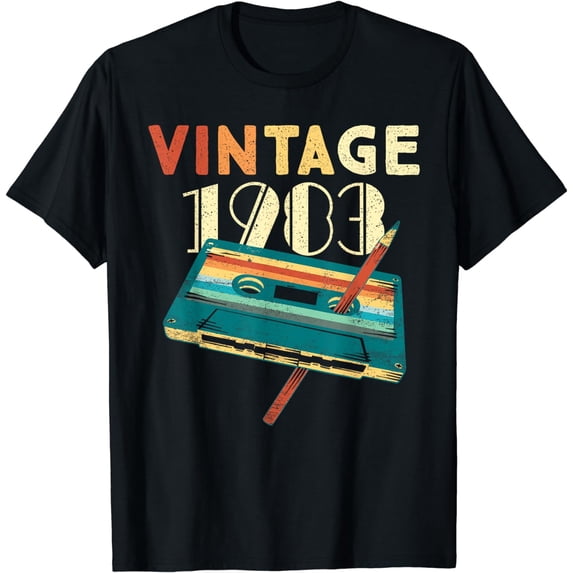Vintage 1983 Music Cassette 41st Birthday Gifts 41 Years Old T-Shirt