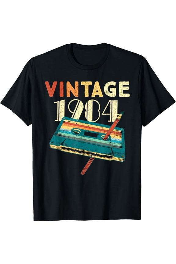 Vintage 1984 Music Cassette 40th Birthday Gifts 40 Years Old T-ShirtMen and women, Black T-shirt, size: Extra large