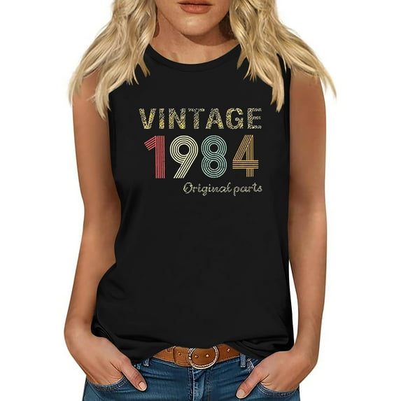 Vintage 1984 Tank Tops for Women 40th Birthday Gifts Idea Retro Sleeveless T-Shirts Funny Graphic Party Tees