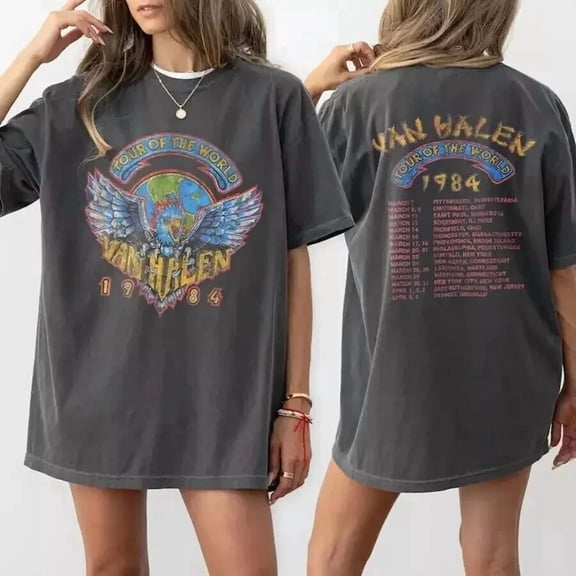 Vintage 1984 Van Halen Tour Of The World For Men Women Unisex T-Shirt All Size