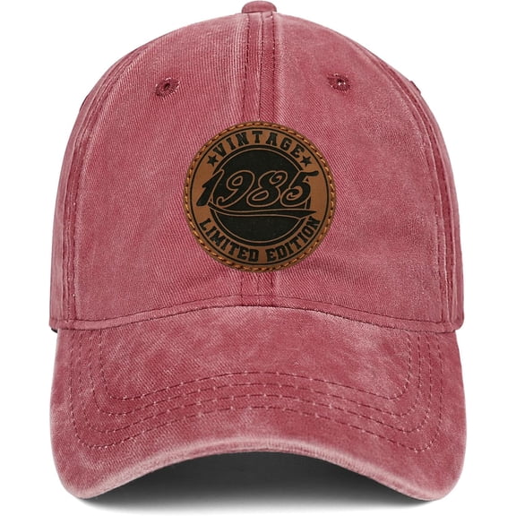 Vintage 1985 40th Birthday Gifts for Men Women Funny Adjustable Washed Leather Patch Baseball Cap Gift Ideas