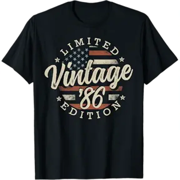 Vintage 1986 Edition USA Flag 39th Birthday T-Shirt