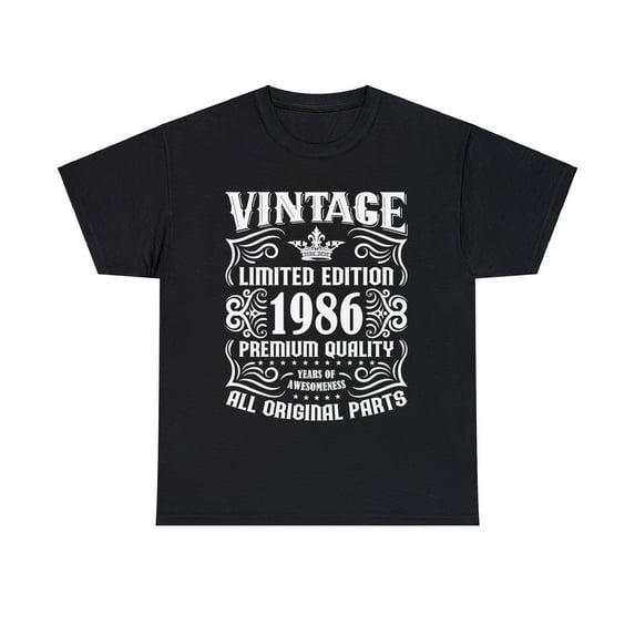 Vintage 1986 TShirt Men Limited Edition BDay 1986 Birthday Big and Tall Shirts for Men Plus Size