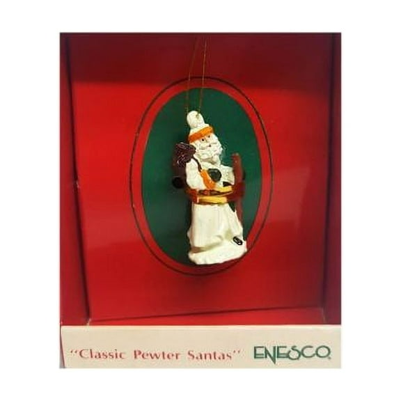 Vintage 1989 Enesco Small Wonders Miniature Ornament - Classic Pewter Santa