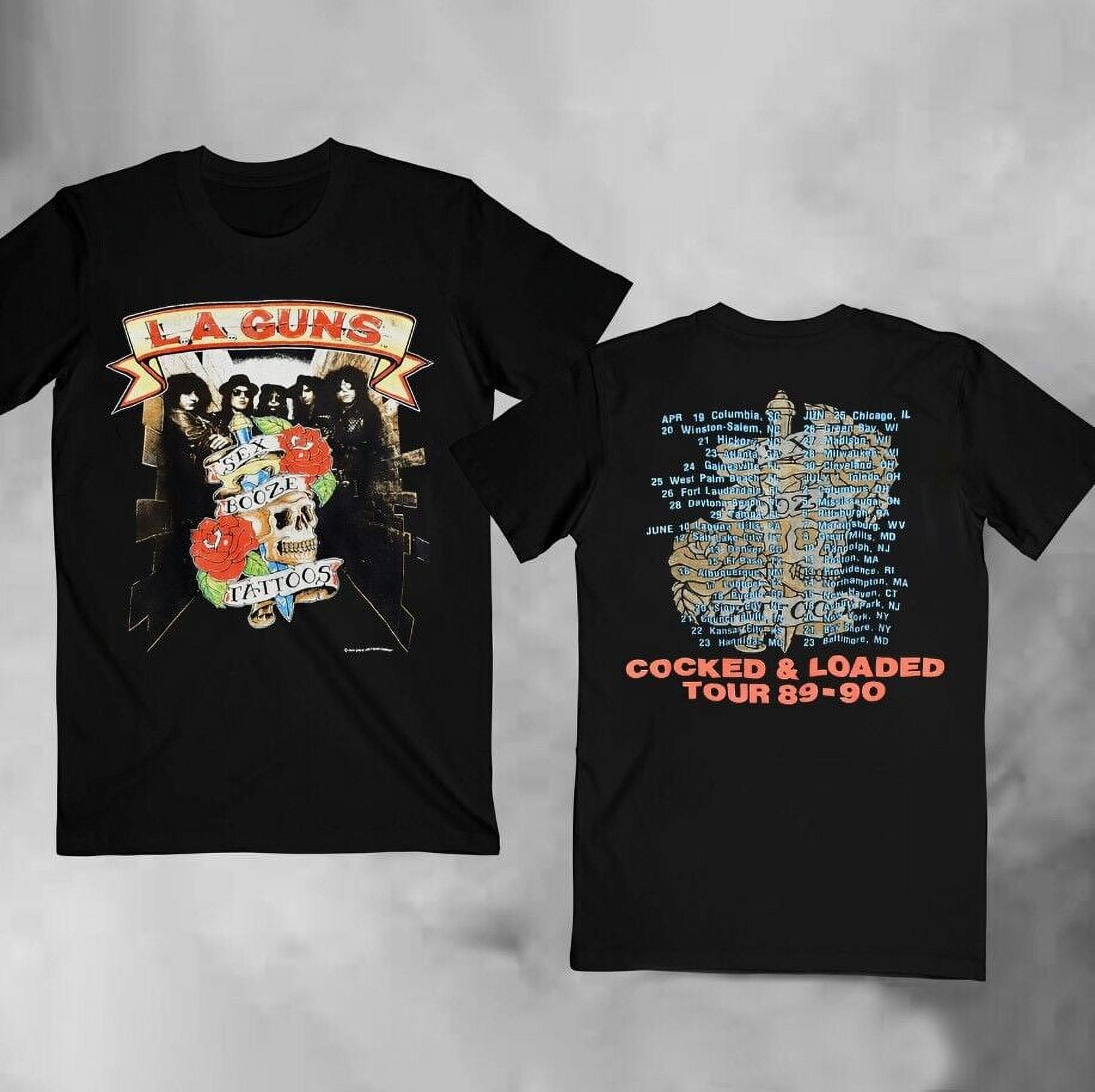 Vintage 1989 LA Guns Cocked & Loaded Tour T-shirt For Fans 