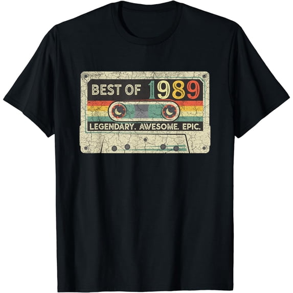 Vintage 1989 Limited Edition Cassette Tape 33th Birthday T-Shirt