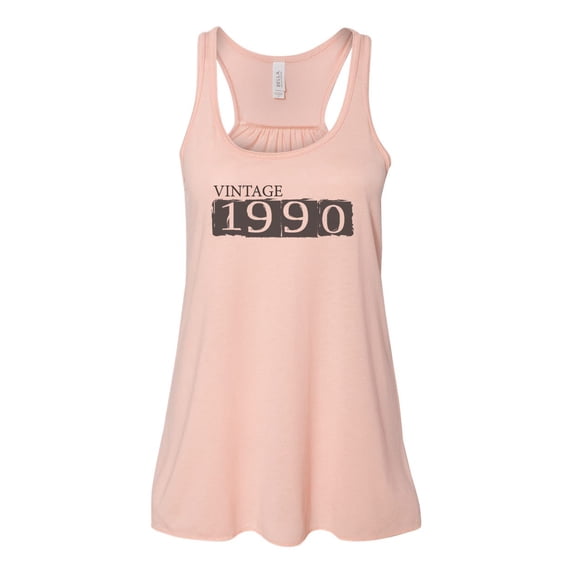"Vintage 1990, 30th Birthday, Born In 1990, Soft Bella Canvas, Sublimation, 30 Years Old, 30 Tank, Gift For Her, Racerback, Birthday Gift, Peach, EXTRA SMALL"