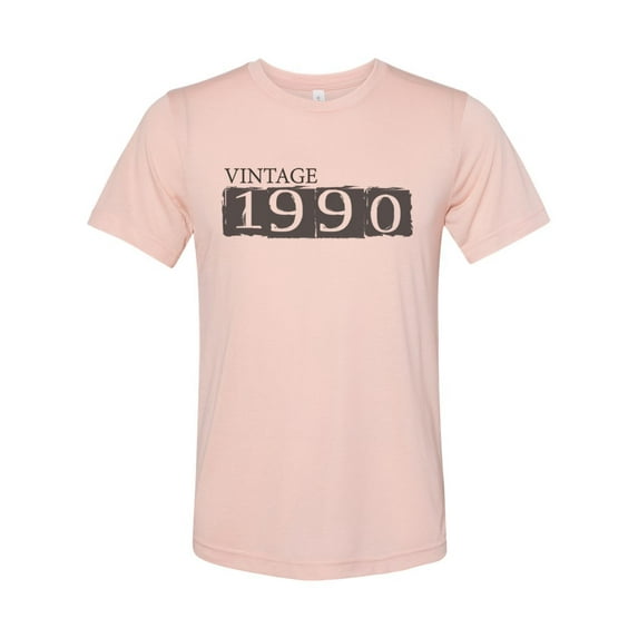 "Vintage 1990, 30th Birthday, Unisex, Born In 1990, Soft Bella Canvas, Sublimation, 30 Years Old, 30 Tee, Gift For Her, Birthday Gift, Peach, LARGE"