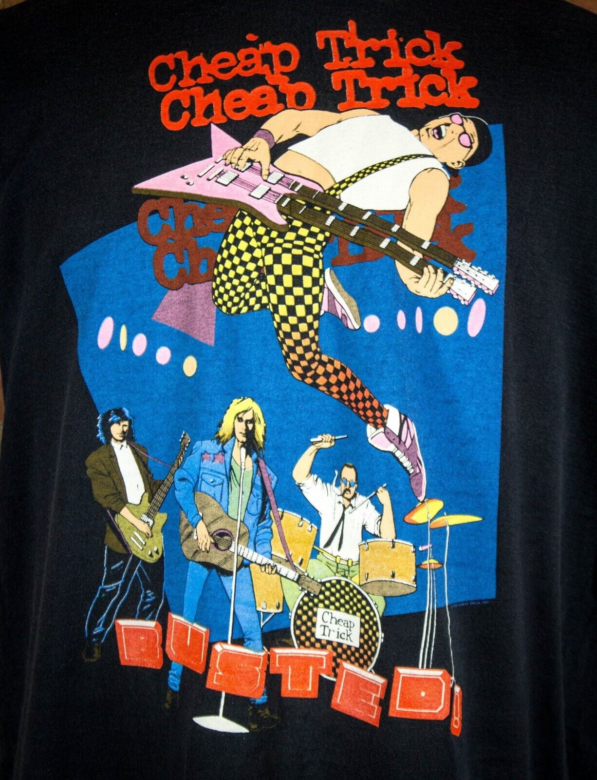 Vintage 1990 Cheap Trick Busted Tour Band TShirt Black All Size