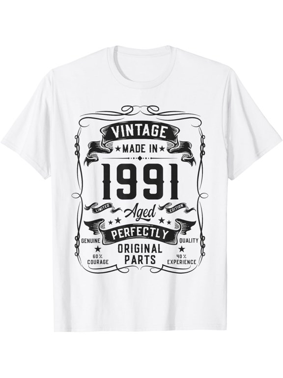 Vintage 1991 35Yr 35Th Birthday Gifts For Men 35 Years Old T-Shirt WHITE Unisex S-5XL Hot Trending Shirt Birthday Gift