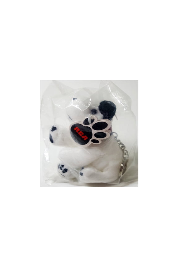 Vintage 1991 Chipper RCA Dog Keyring Bean Bag Plush 4"