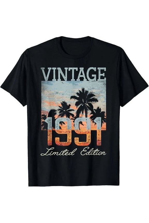 Vintage 1991 Limited Edition 34Th Birthday 34 Year Old Gifts T-Shirt Unisex S-5XL Hot Trending Shirt, Vintage Birthday Gift