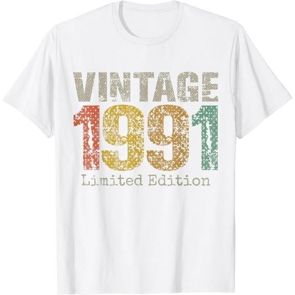 Vintage 1991 Limited Edition 34th Birthday Gifts 34 Year Old T-Shirt100% cotton