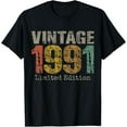 thumbnail image 1 of Vintage 1991 Limited Edition 34th Birthday Gifts 34 Year Old T-Shirt, 1 of 5