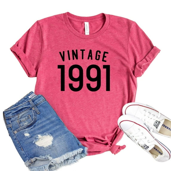 Vintage 1991 Shirt Birthday T-shirt 30Th B'day Tee Party Tshirt Bestie Shirts Women's Squad Gift