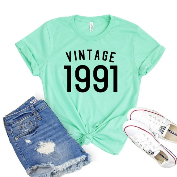 Vintage 1991 Shirt Birthday T-shirt 30Th B'day Tee Party Tshirt Bestie Shirts Women's Squad Gift
