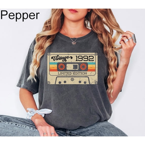 Vintage 1992 33rd Birthday Cassette T-Shirt All Size S-3XL