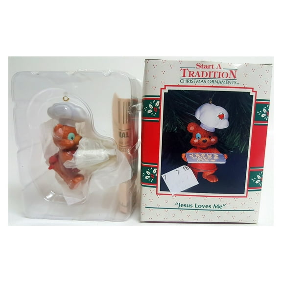 Vintage 1992 Enesco Lustre Fame Design "Jesus Love Me" Christmas Ornament 595837