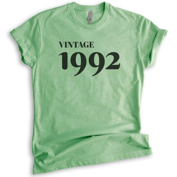 Vintage 1992 Shirt, Unisex Women's Men's Shirt, 30th Birthday Shirt, Thirtieth Birthday Shirt, B-day Shirt, Heather Apple Green, Medium