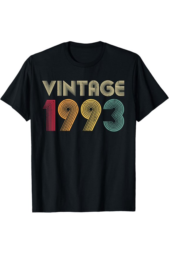 Vintage 1993 29th Birthday Gift Retro Shirt 29 Years Old T-ShirtMen and women, Black T-shirt, size: Extra large