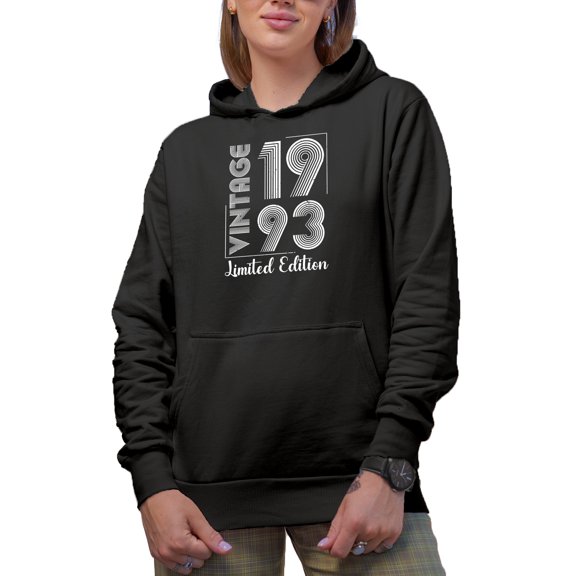 Vintage 1993 Limited Edition - Millennial's Birthday, 90s Baby B-day Celebrant, Black Hooded Sweatshirt or Hoodie, 3XL