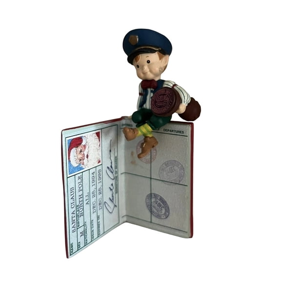Vintage 1994 Christmas Customs (Elf  North Pole Passport Theme) Enesco Christmas Tree Ornament 834572