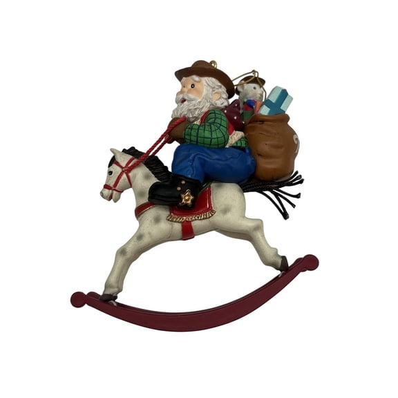 Vintage 1994 Rockin Ranger (Santa on Rocking Horse) Enesco Christmas Tree Ornament 588970