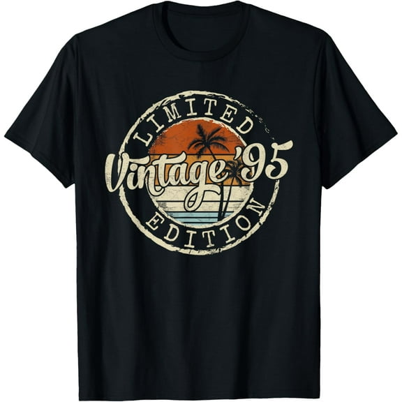 Vintage 1995 30th Birthday Gifts For Men Women 30 Year Old T-ShirtMen's and women's gift, black and white T-shirt, size: Extra large S-4XL