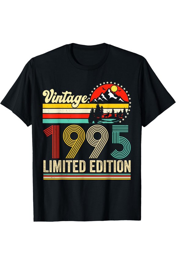 Vintage 1995 Limited Edition 29 years Old 29th Birthday T-ShirtMen and women, Black T-shirt, size: Extra large