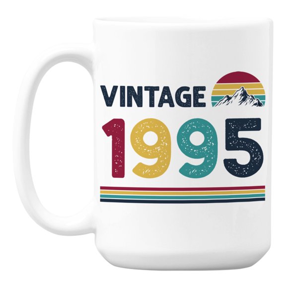 Vintage 1995 feat Retro Sunset with Mountain, Birth Year Coffee & Tea Mug (15oz)