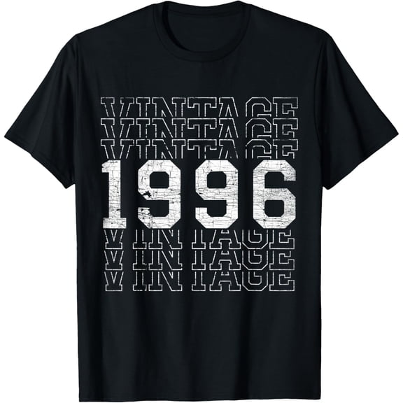 Vintage 1996 Womens Mens 25th Birthday Gift For 25 Year Old T-ShirtMen and women, Black T-shirt, size: Extra large