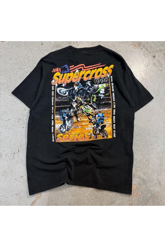 Vintage 1998 AMA Supercross Series Dirt Bike Graphic T Shirt