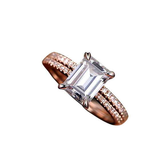 Vintage 2 Carat Diamond Moissanite Engagement Ring Halo Bridal Set With 18K Rose Gold Plating, Promise Ring, Anniversary Ring