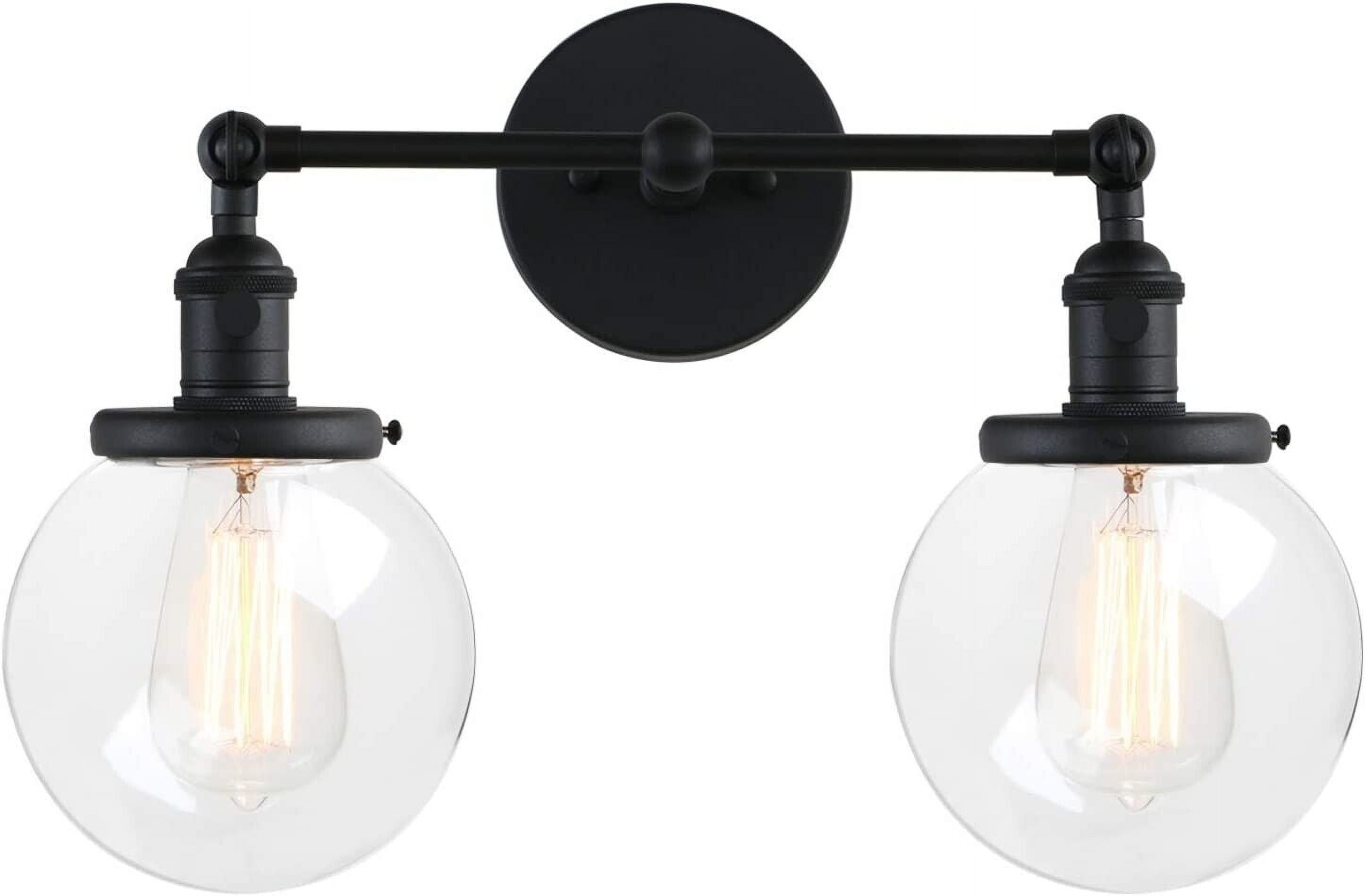 Vintage 2 Lights Wall Sconces with On Off Switch Globe Glass Shade ...