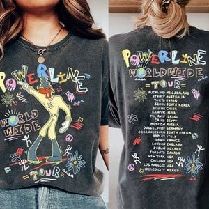 Vintage 2-Sided Disney A Goofy Movie Powerline World Wide Tour Shirt, Retro Disney Tshirt, Disneyland Trip Matching Tee, The Magic Kingdom