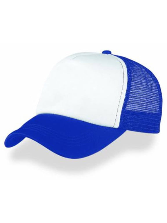 Vintage 2 Tone Foam Trucker Hat Cap White/ Royal Blue