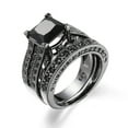 thumbnail image 1 of Vintage 2-in-1 Women's Black Engagement Wedding Ring Set - US Sizes 6-10, 6.3g, Elegant OPP Bag Packaging, 1 of 4