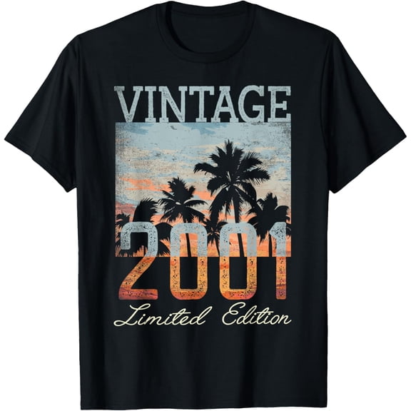 Vintage 2001 Limited Edition 23rd Birthday 23 Year Old Gifts T-ShirtMen and women, Black T-shirt, size: Extra large