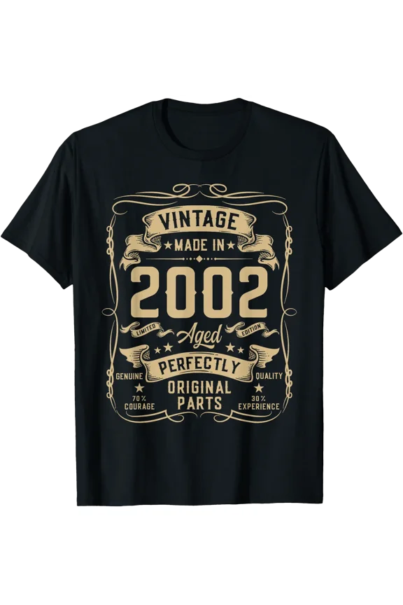 Vintage 2002 24yr 24th Birthday Gifts for Men 24 Years Old T-Shirt