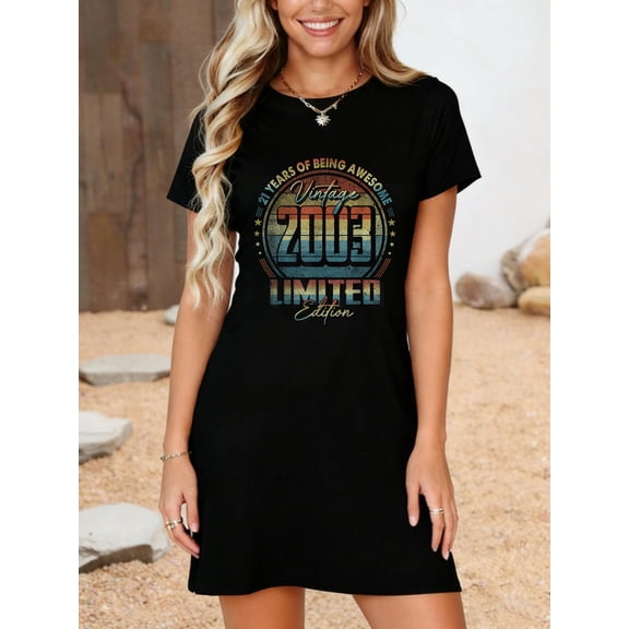 Vintage 2003 Limited Edition Shirt 21 Year Old 21st Birthday T-Shirt Dress Casual Summer Dress Everyday Outfit