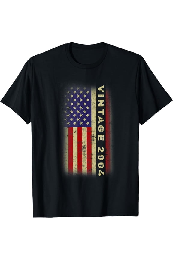 Vintage 2004 Cool 20 Years Old Bday 20th Birthday Girl Boy T-ShirtMen and women, Black T-shirt, size: Extra large