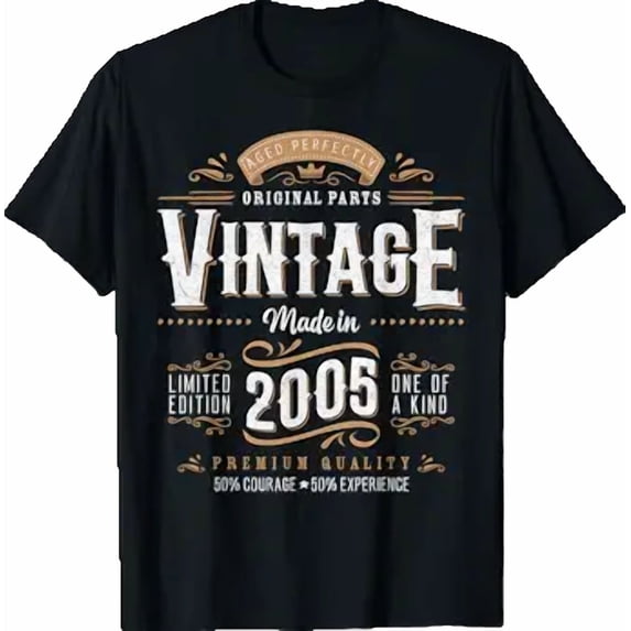 Vintage 2005 Label 21st Birthday Gift Men Women 21 Year Old T-Shirt