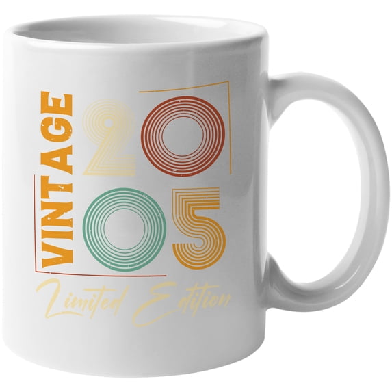 Vintage 2005 Limited Edition, Gen Z's Birthday, B-day Celebrant, White 11oz Ceramic Mug