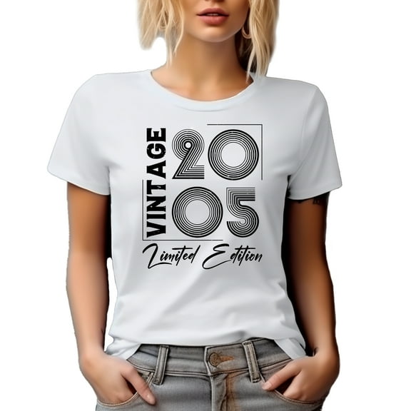 Vintage 2005 Limited Edition, Gen Z's Birthday, White T-Shirt, Large