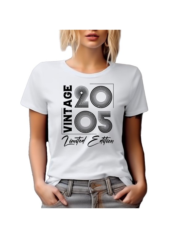 Vintage 2005 Limited Edition, Gen Z's Birthday, White T-Shirt, Small