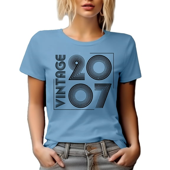 Vintage 2007, Gen Z's Birthday, B-day Celebrant, Baby Blue T-Shirt, XL