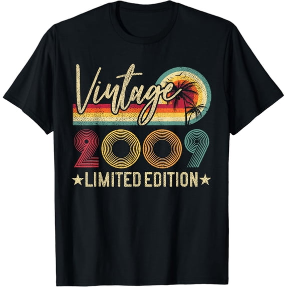Vintage 2009 14th Birthday Gift 14 Years Old Limited Edition T-Shirt Black Large