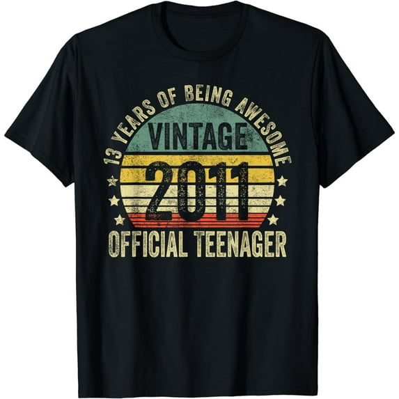 Vintage 2011 Official Teenager 13th Birthday Gifts 13 Yr Old T-Shirt mens t shirt，black，women，funny，misfits，men，journey