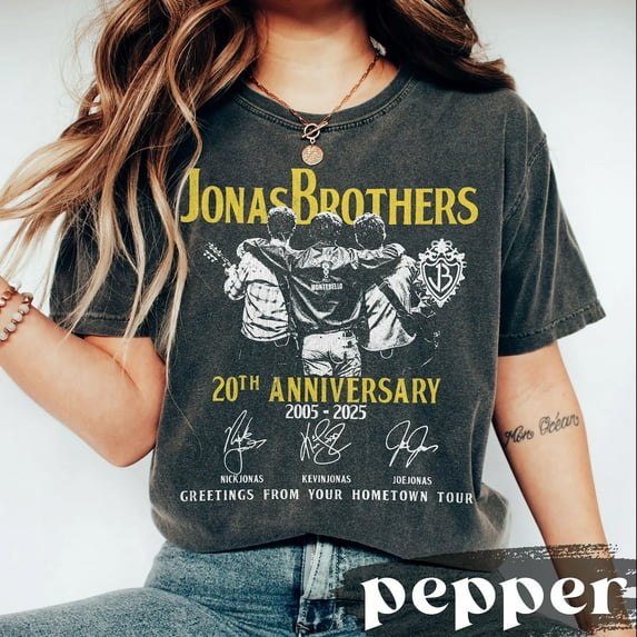 Vintage 20th Anniversary Of Jonas Comfort Colors T-Shirt, Greetings From Your Hometown tour 2025 Shirt, Music Lover Tee